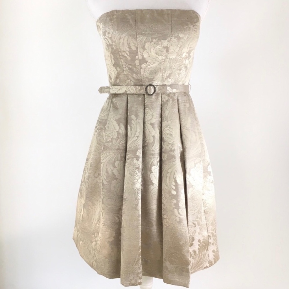 Eliza J  gold strapless dress